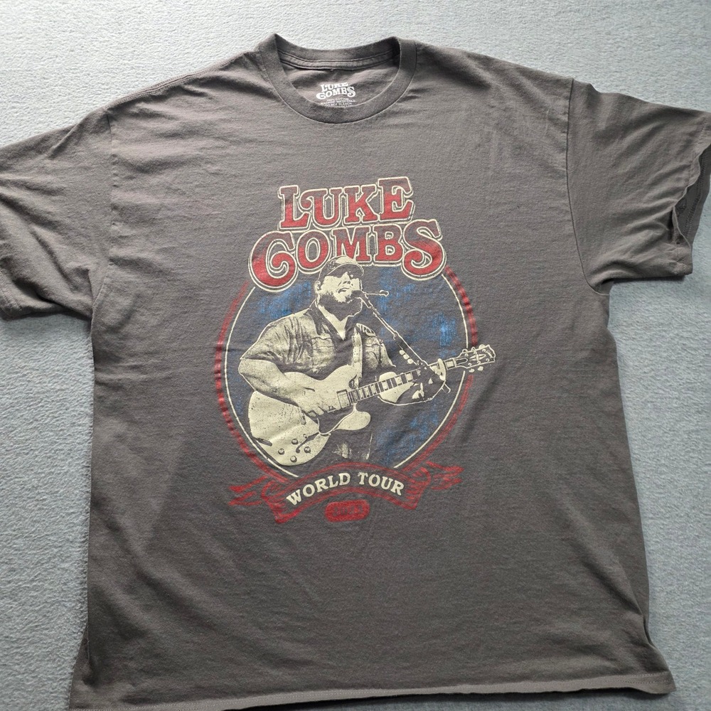 Luke Combs World Tour 2023 Men's T-Shirt XL‎ Charcoal Gray Country Concert Tee